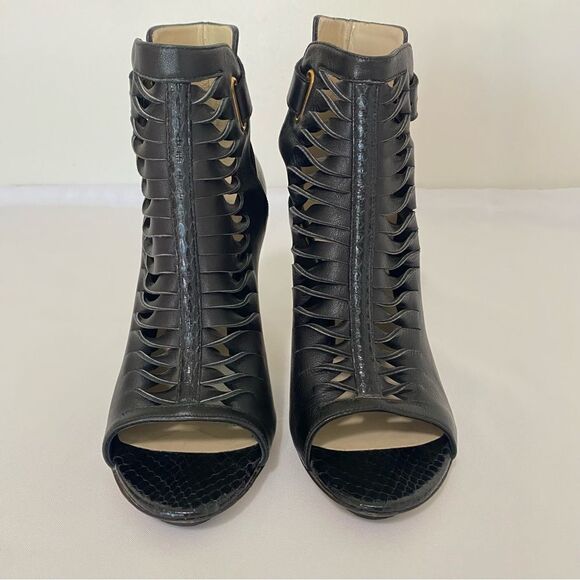 BURAKUYAN Black Peep Toe Ankle Booties - Picture 4 of 11